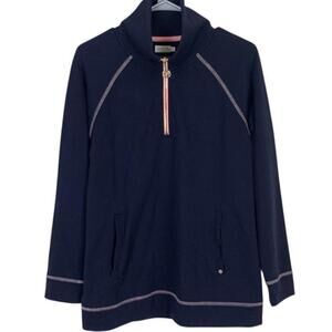 Spartina 449 Jacket Size Large Navy Blue Quarter Zip Peach Trim